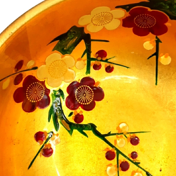 VTG HAND PAINTED JAPANESE LACQUERWARE BOWL - Picture 5 of 11